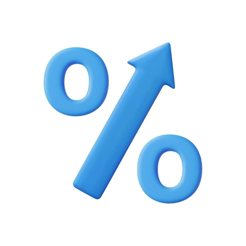 3d Percent rise arrow icon. vector