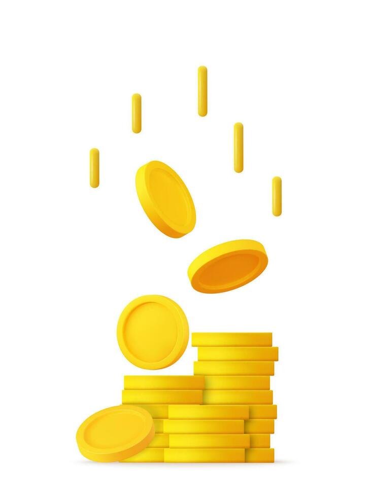 3D Stack of Gold Coins Icon vector