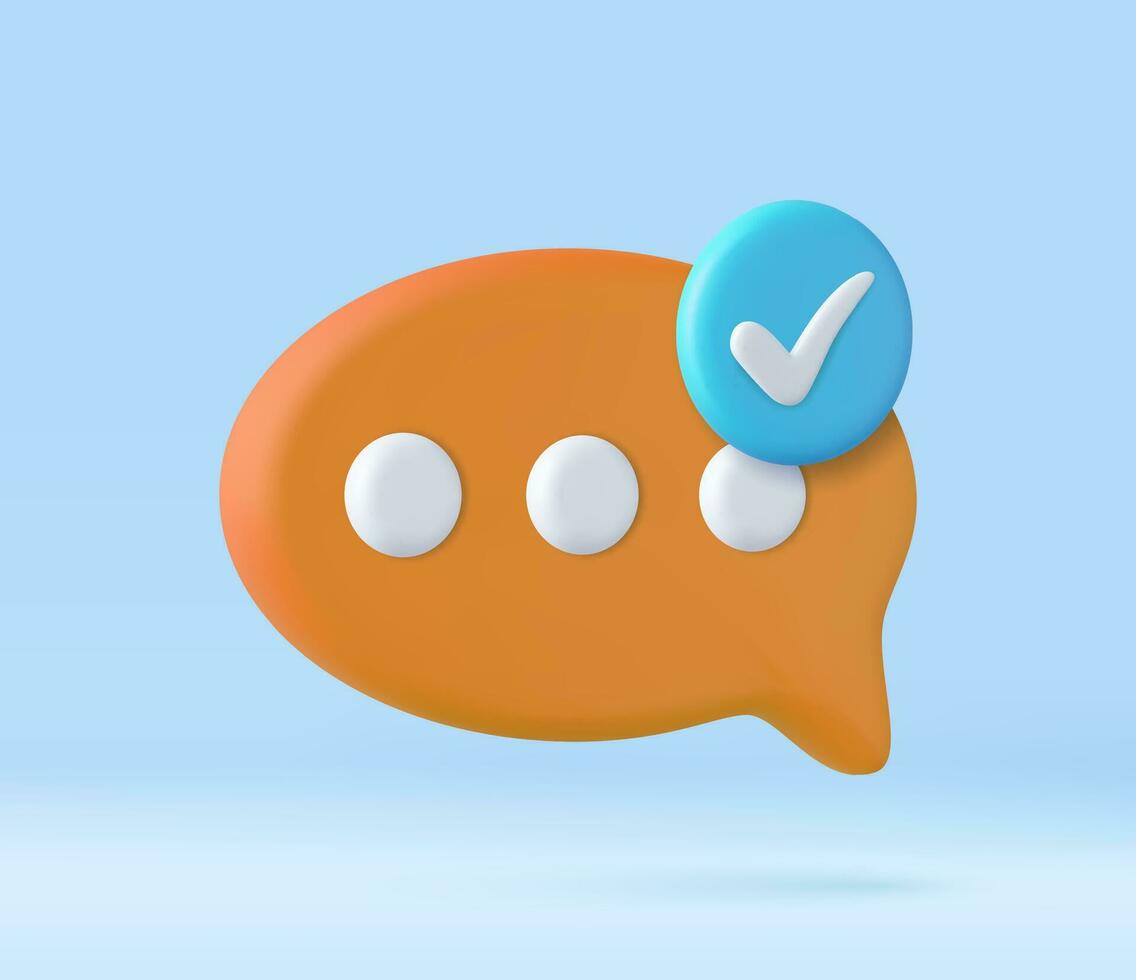 3d Approved Checkmark and Social media message. vector