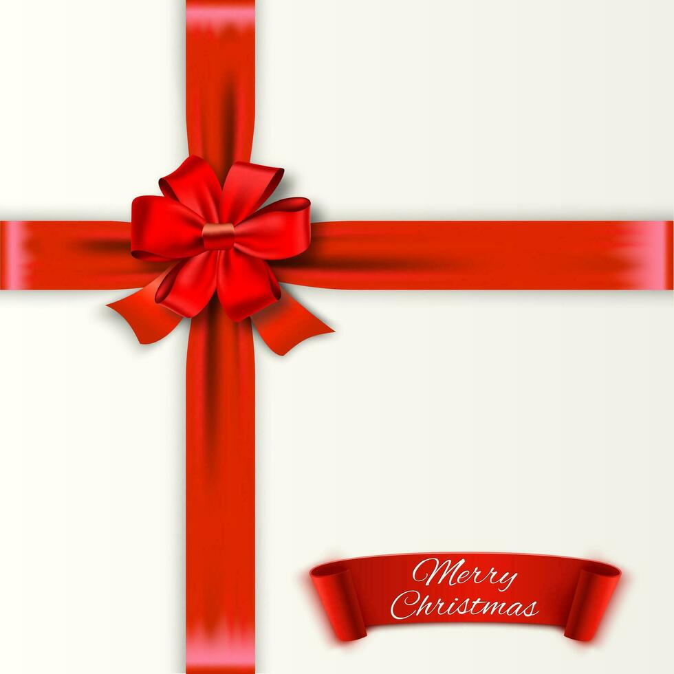 White background with red bow and ribons vector