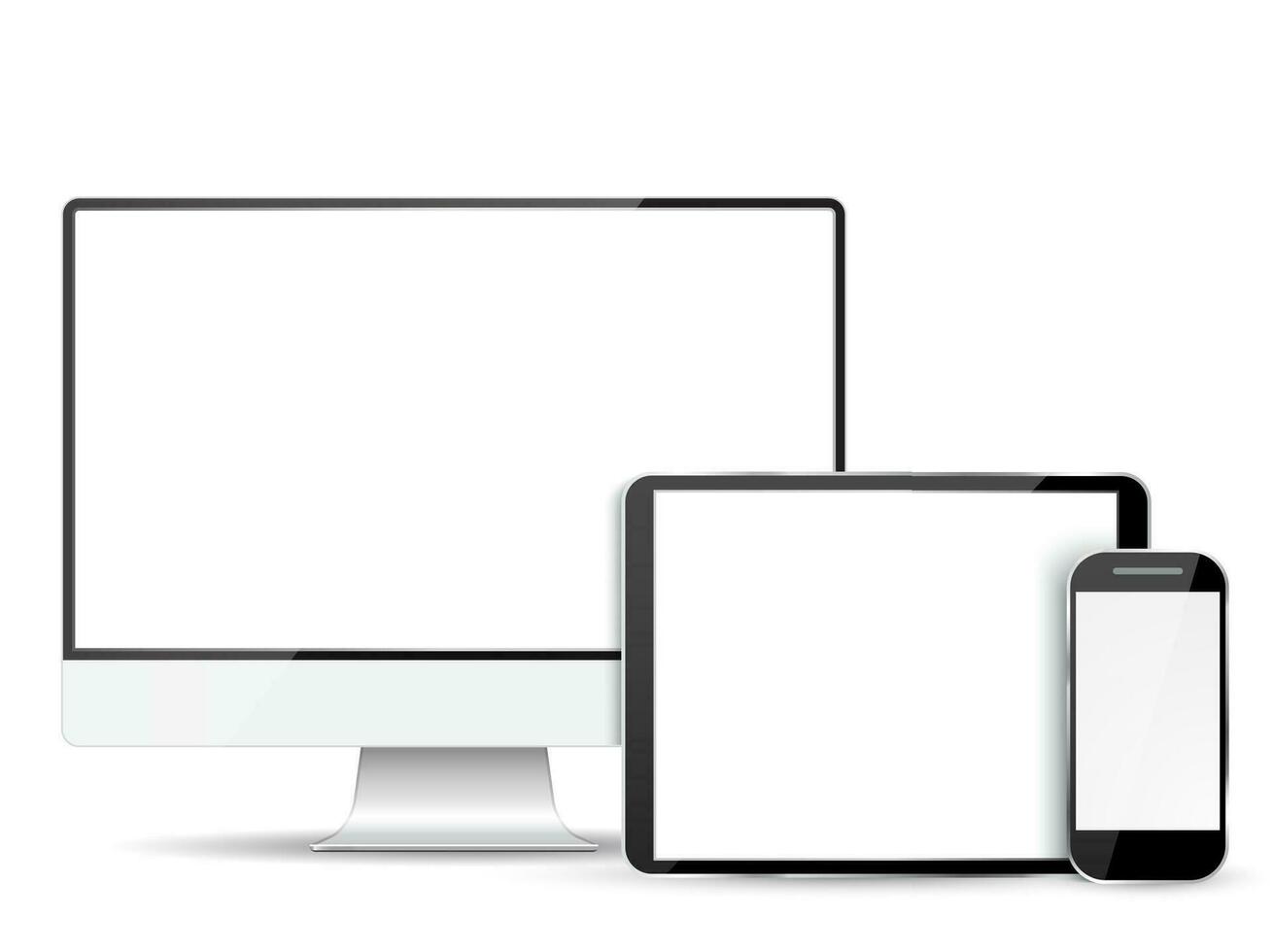 Set computer monitor, tablet and mobile phone vector