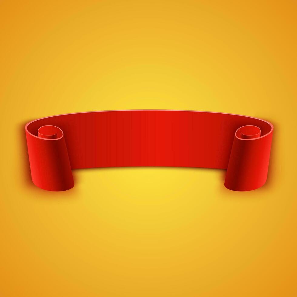 Realistic detailed curved red ribbon vector