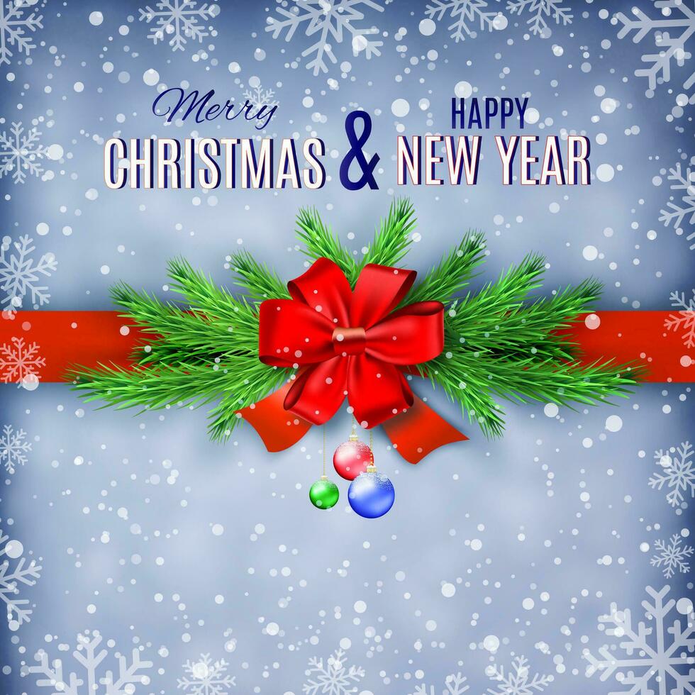 Happy New Year and Merry Christmas Greeting Card vector