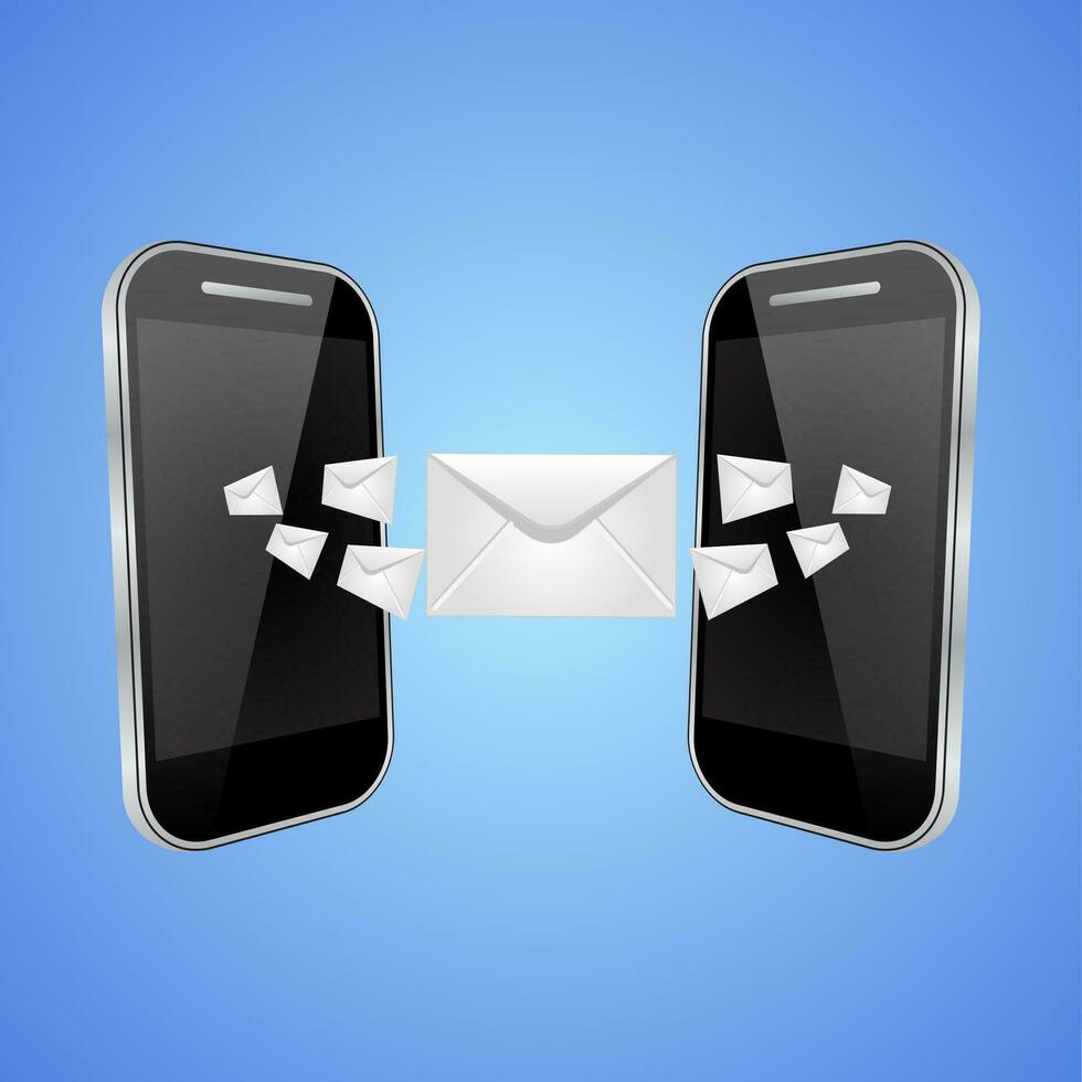 Mail exchange between phones vector