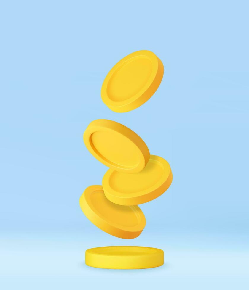 3D Stack of Gold Coins Icon vector