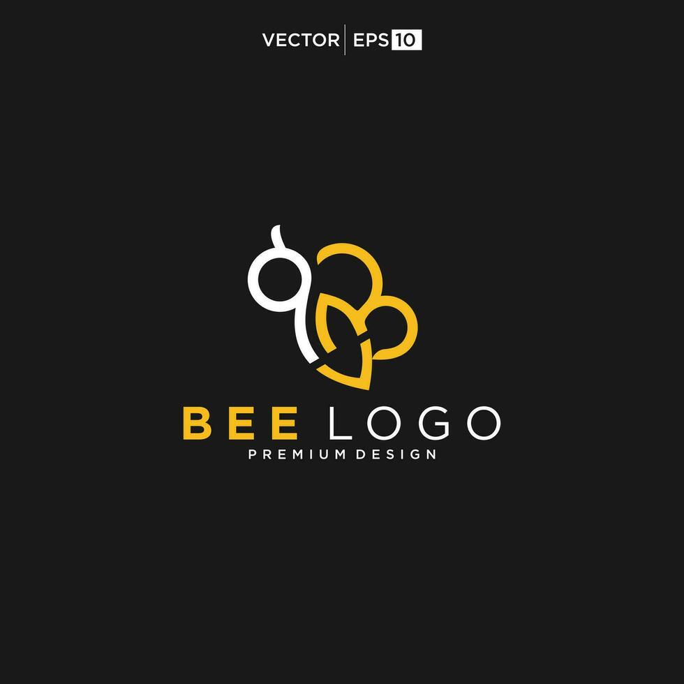 miel abeja animales logo icono vector ilustración