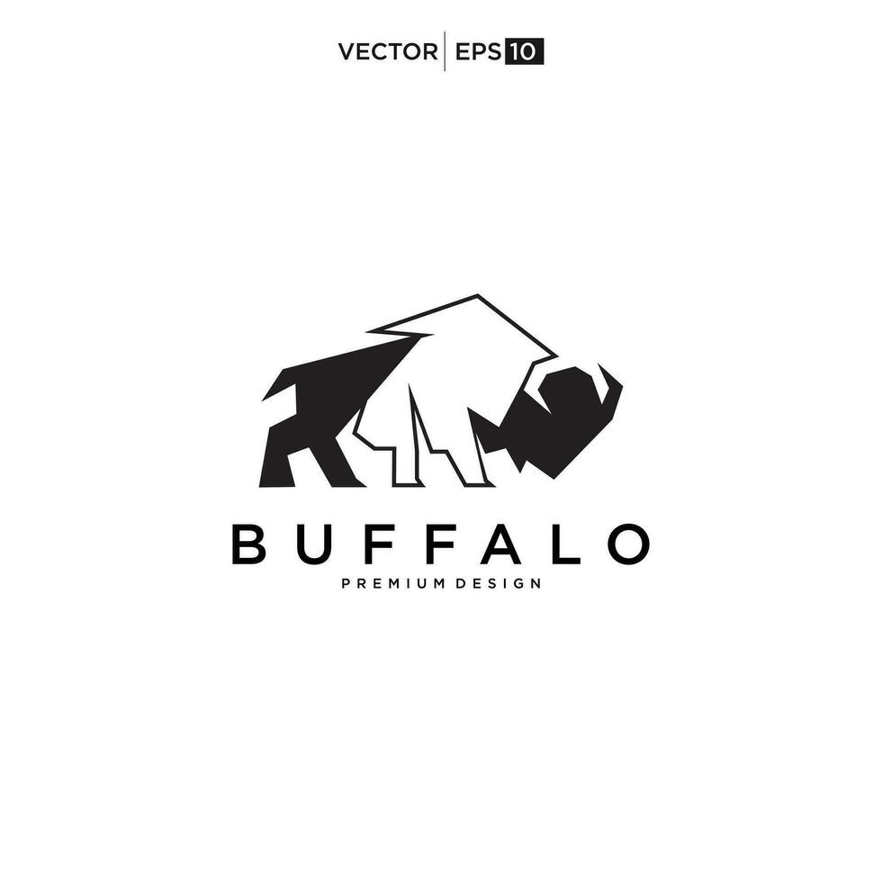 búfalo toro bisonte logo diseño inspiración vector