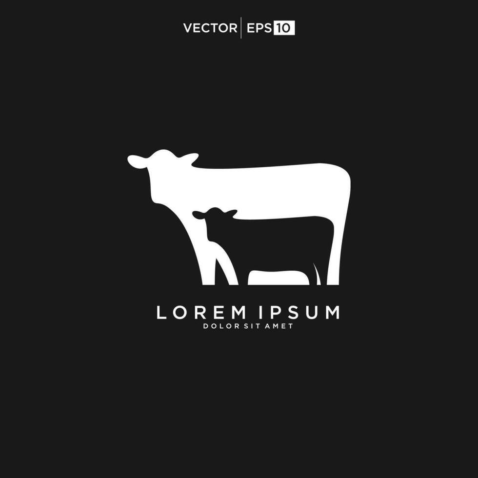 Monoline premium cow modern style logo design vector