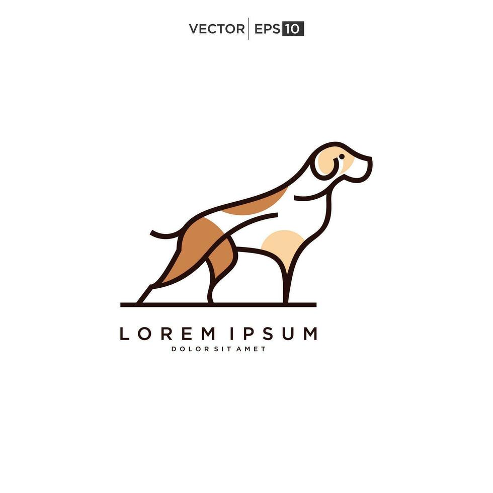 minimalist monoline line art outline dog icon logo template vector illustration