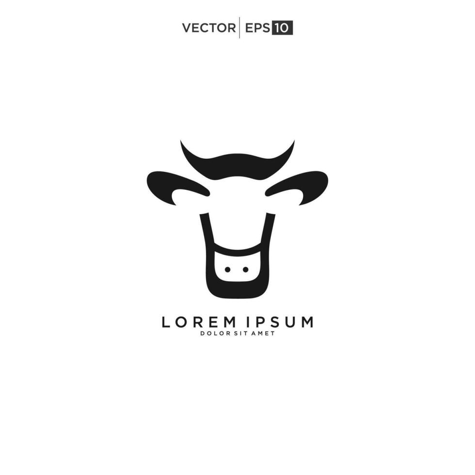 vaca logo diseño, vaca cabeza, vaca rostro, línea arte, monoline vector
