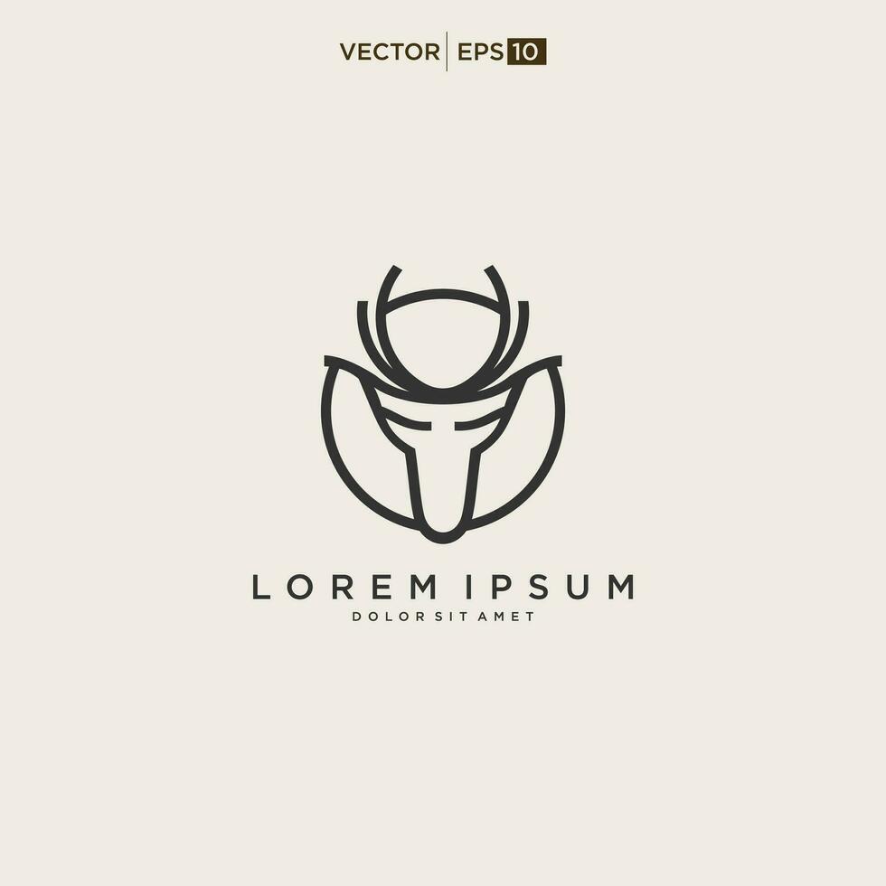 Deer logo line icons. Wild reindeer outdoor brand label. Elk antlers sign. Vector illustration