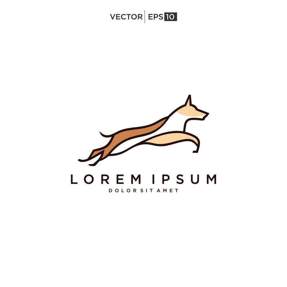 minimalist monoline line art outline dog icon logo template vector illustration