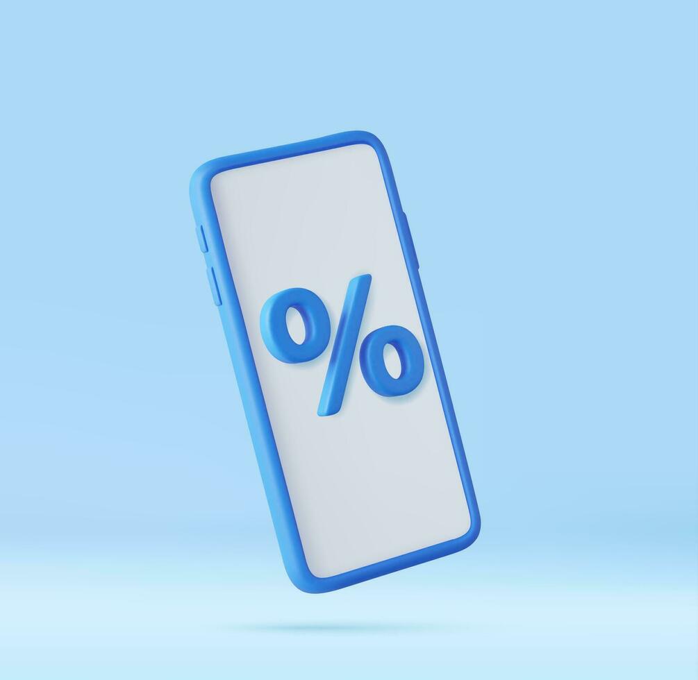 3D Phone with percentage on screen vector