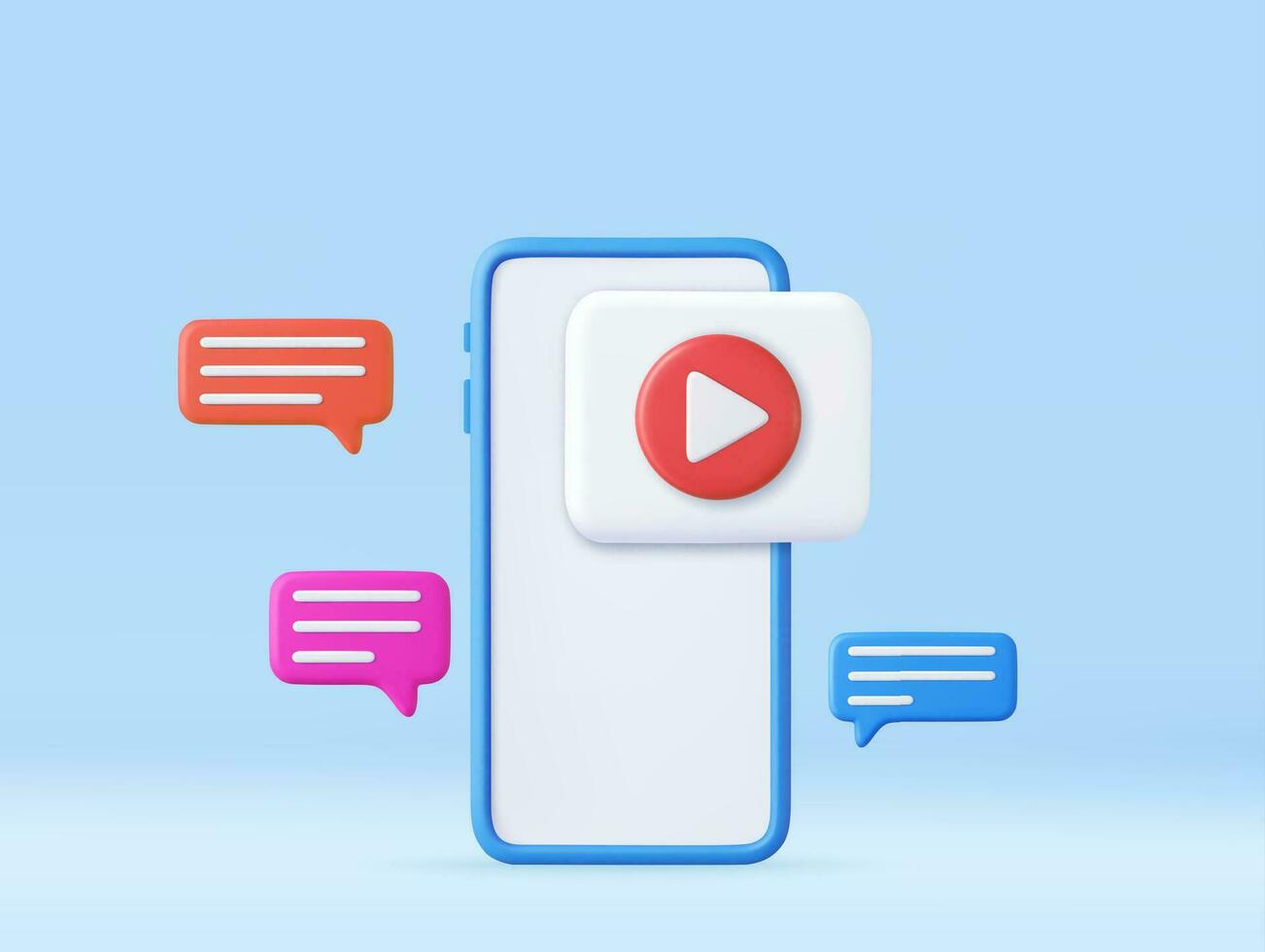 3d Mobile icon playing video, vector