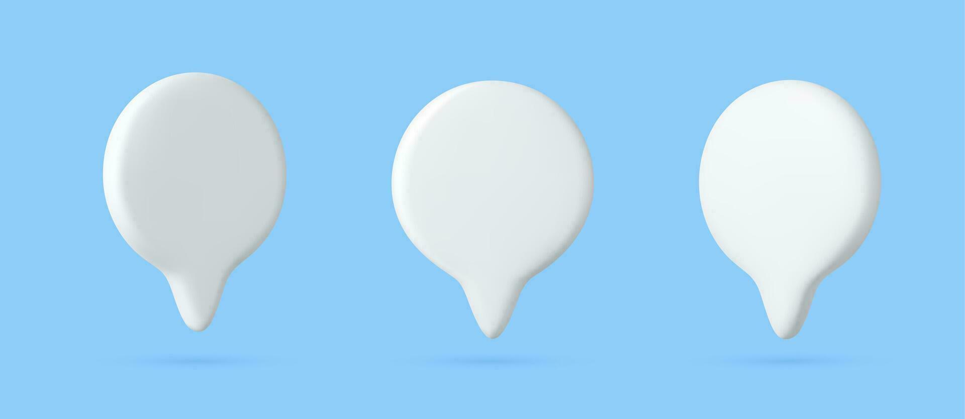 3d Blank white speech bubble pin vector