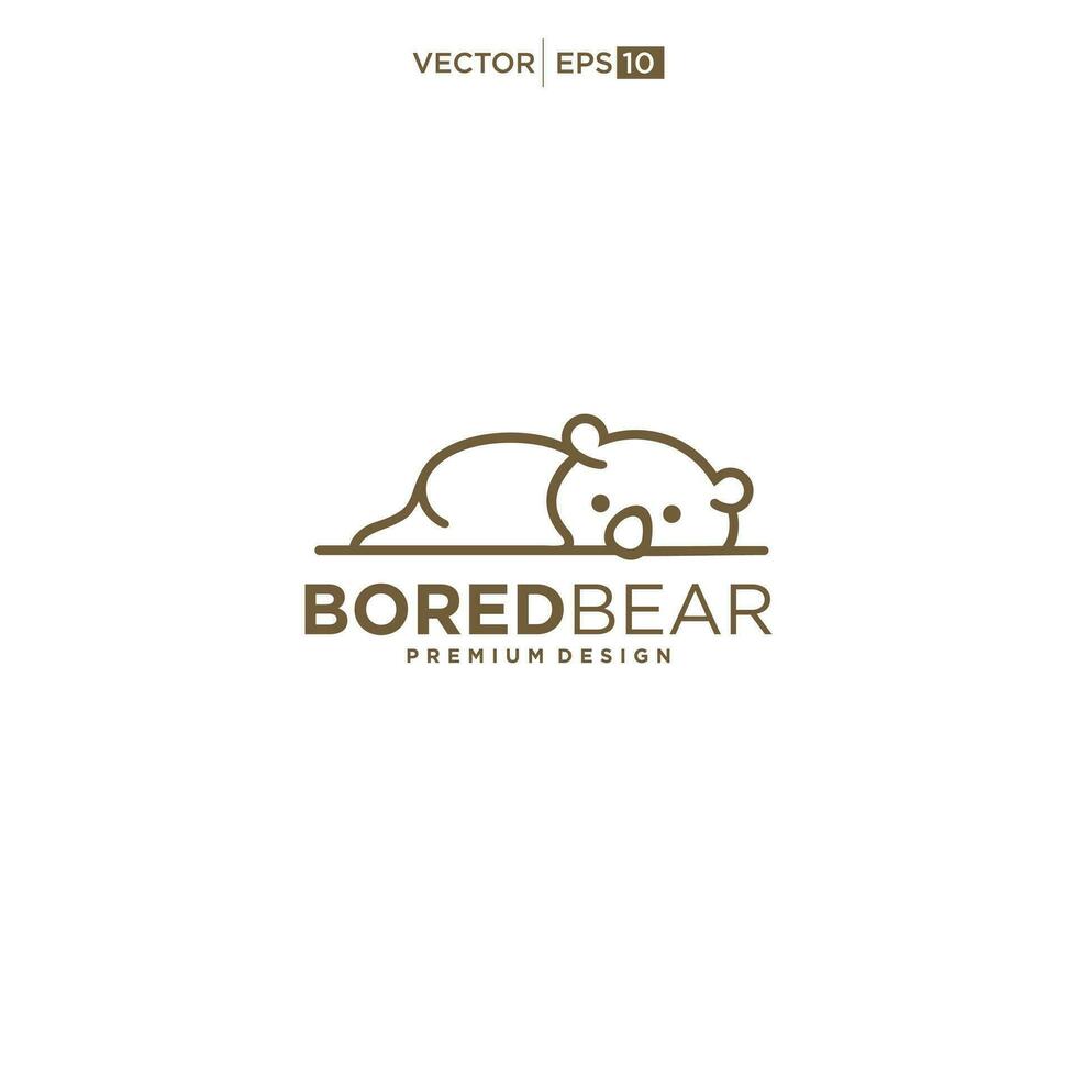 perezoso aburrido oso logo diseño vector icono