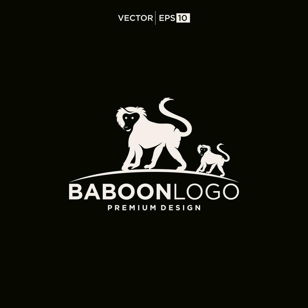 Baboon Monkey Logo Simple  Clean design vector