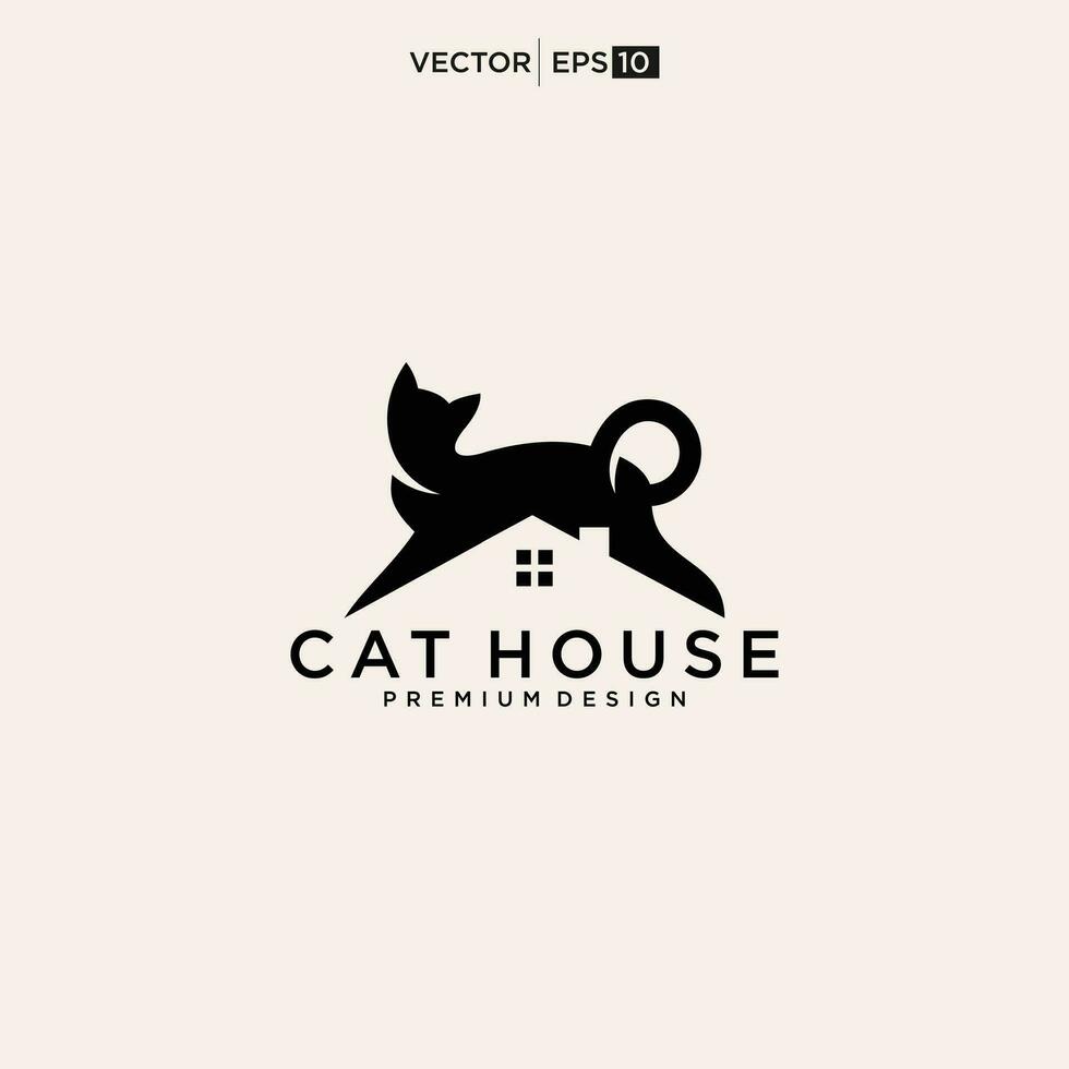 gato casa logo. vector logo para mascota tienda