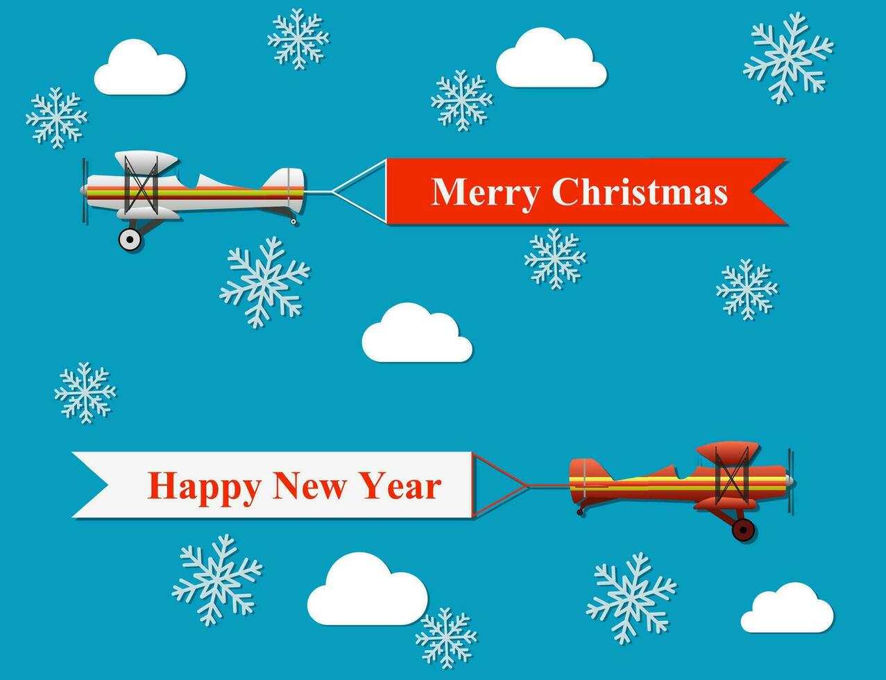 merry christmas and happy new year banner vector