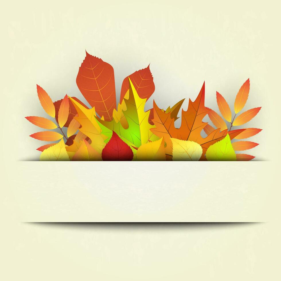 autumn background with red and yellow leaves, vector