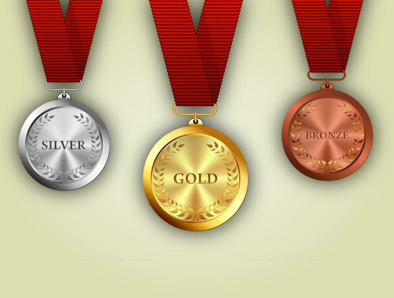 conjunto de medallas de oro, plata y bronce vector