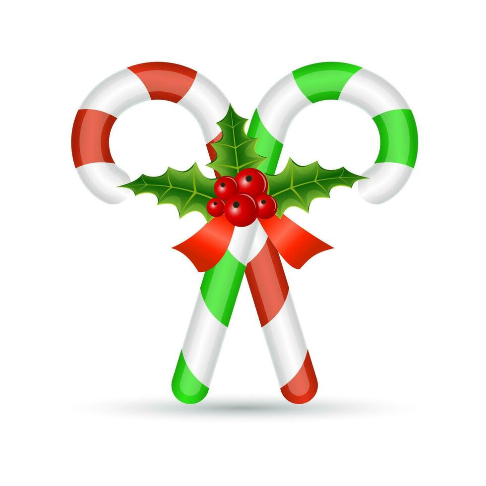 Christmas candy cane with red bow vector