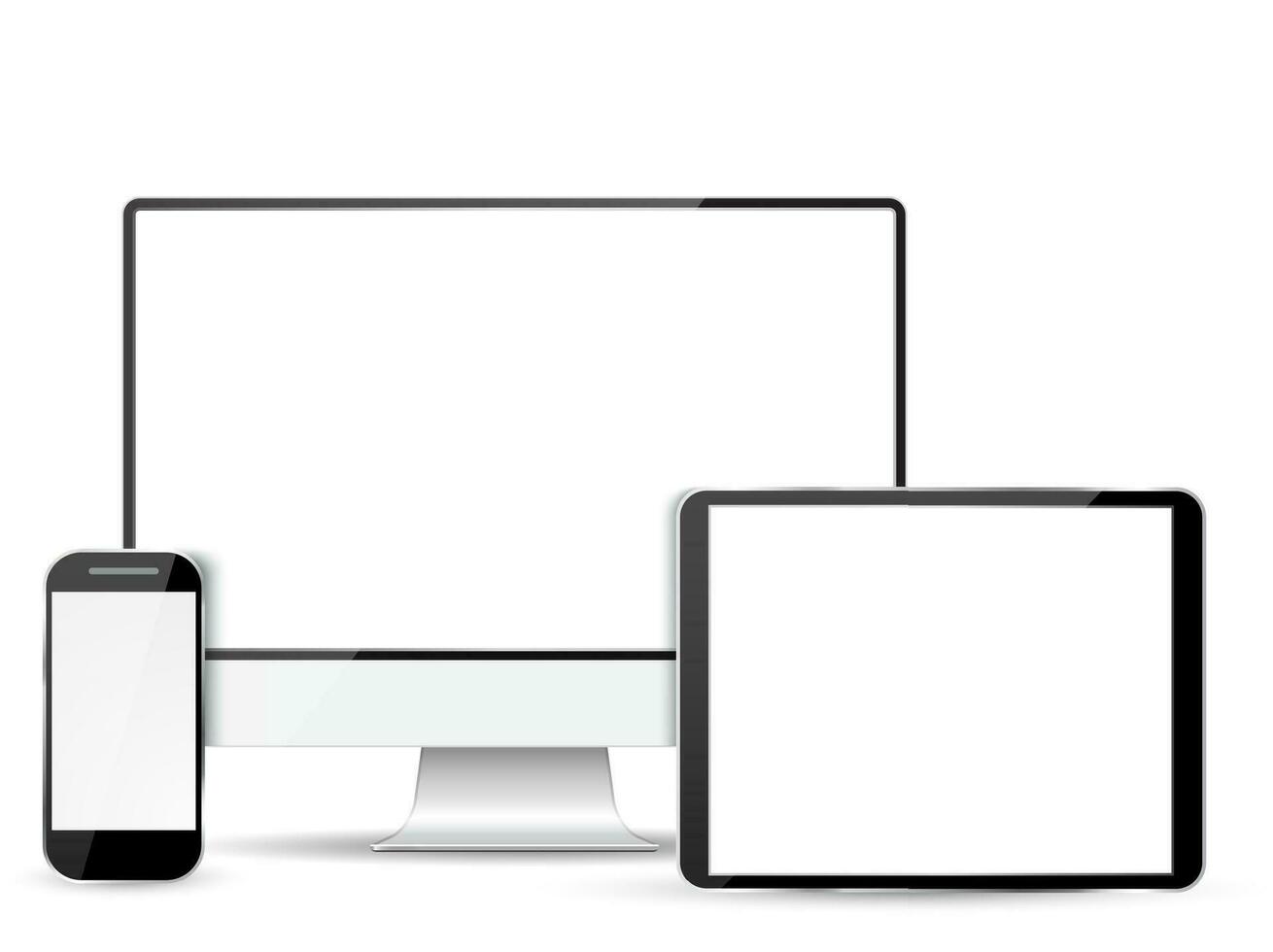 Set computer monitor, tablet and mobile phone vector