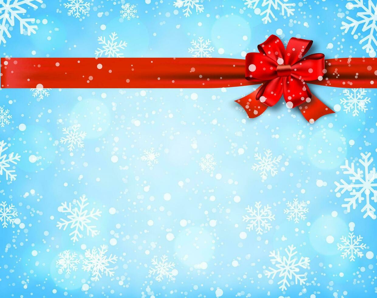 Winter background with red bow vector