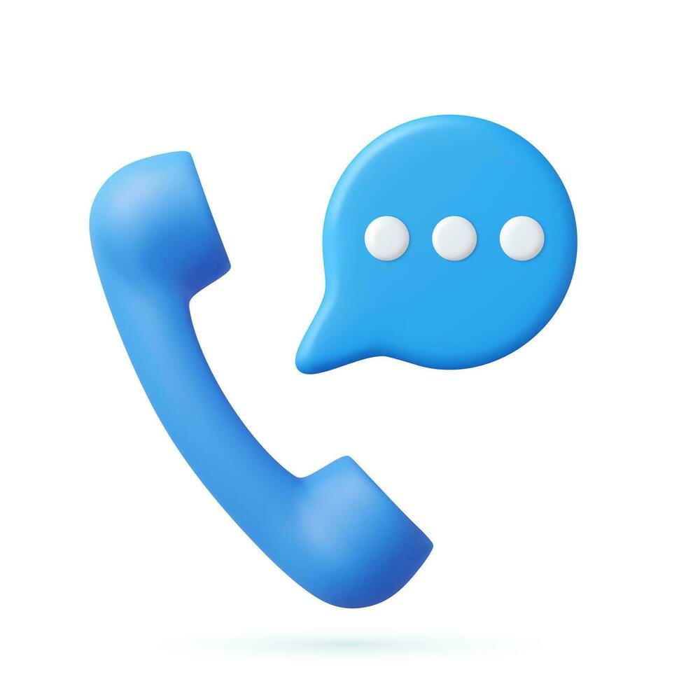 3d retro telephone receiver and speech bubble vector