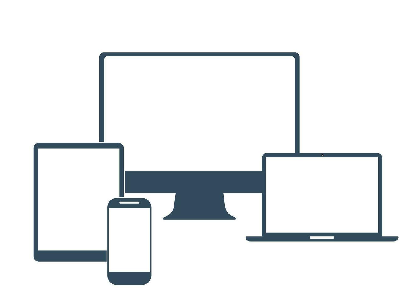 Electronic devices with white blank screens vector
