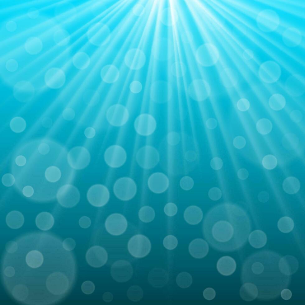 Underwater background with sun rays. vector