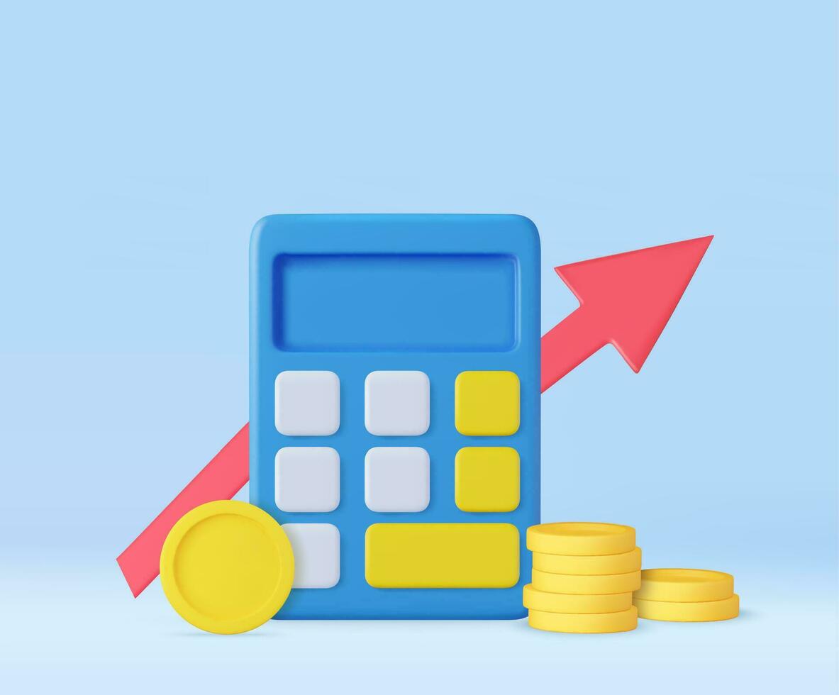 3d calculator icon vector