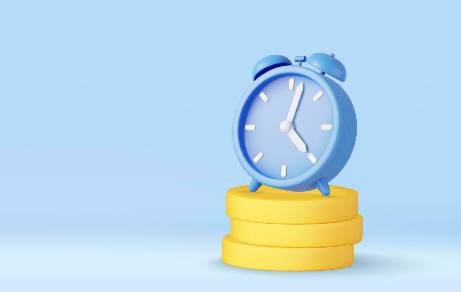 3D clock and golden coins. vector