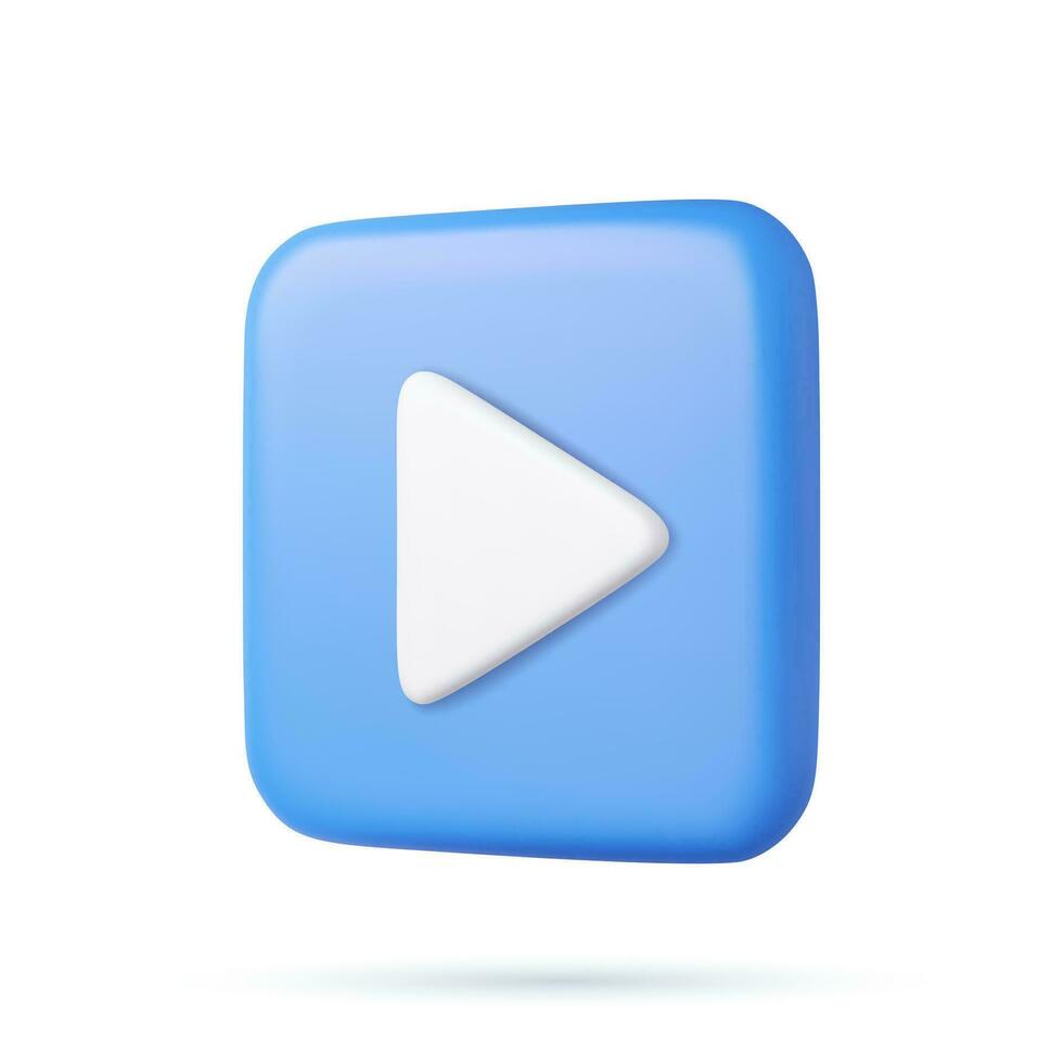 3d Play blue icon vector