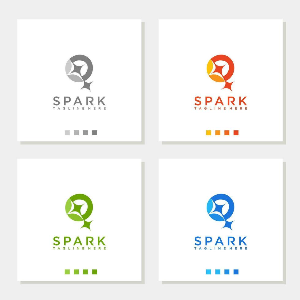 spark logo letter Q star fireworks sparkling logo graphic vector icon