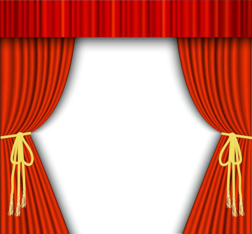 Theater stage with red curtain. vector