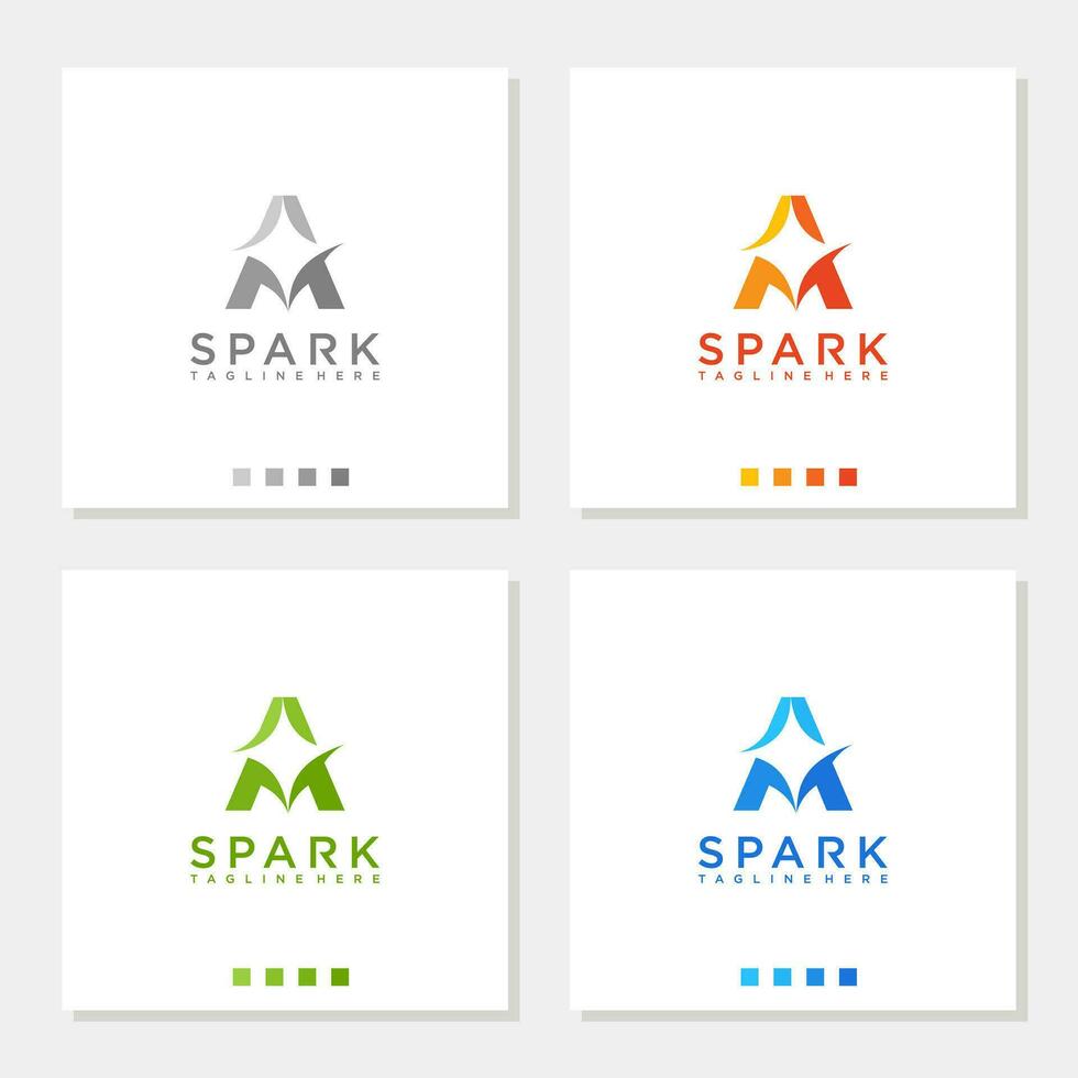 spark logo letter A star fireworks sparkling logo graphic vector icon