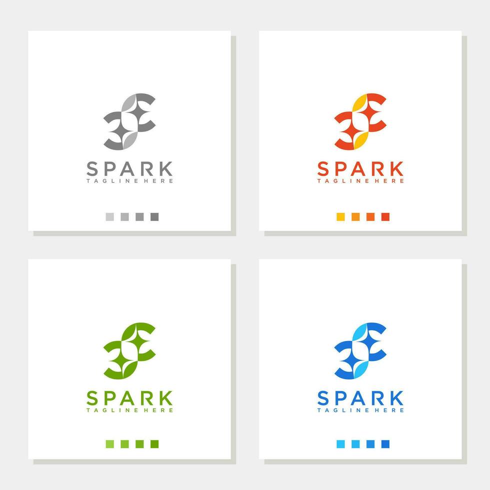 spark logo letter S, S star fireworks sparkling logo graphic vector icon