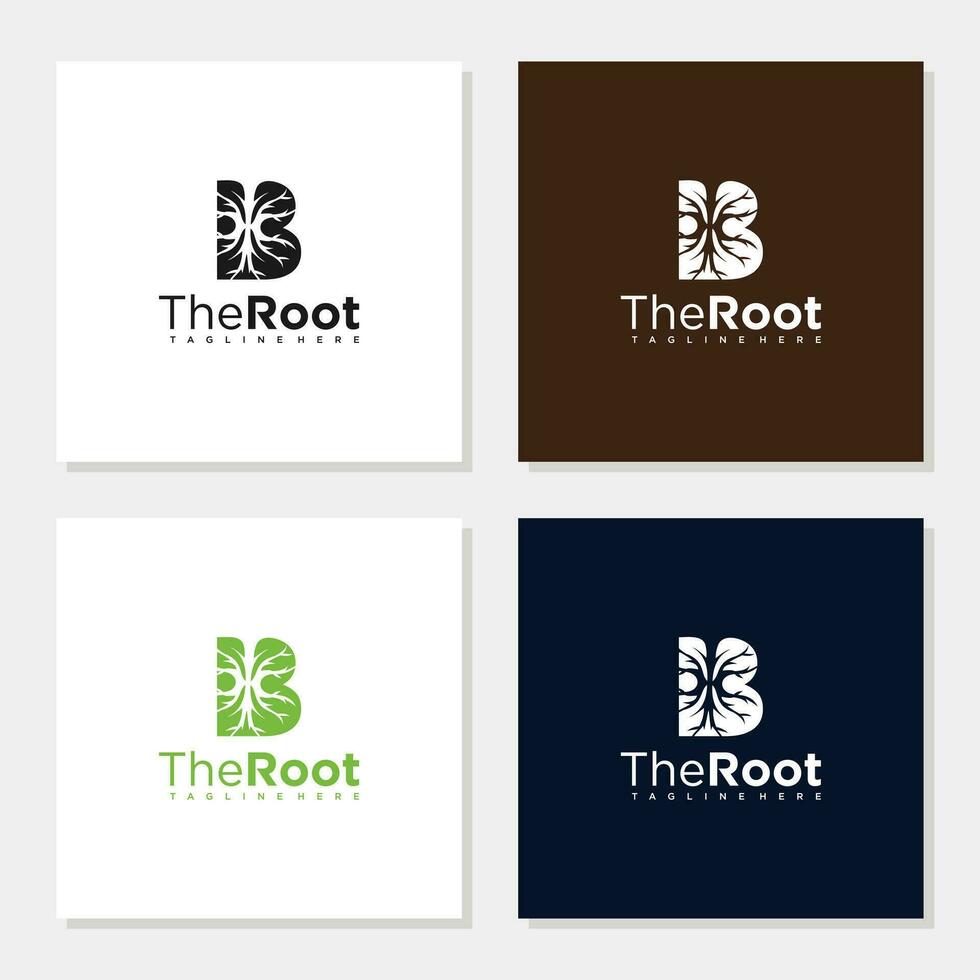 The roots on letter logo design inspiration editable vector