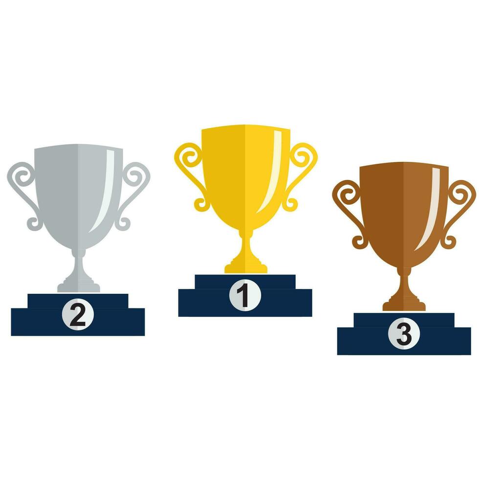 Gold, Silver and Bronze Trophy vector