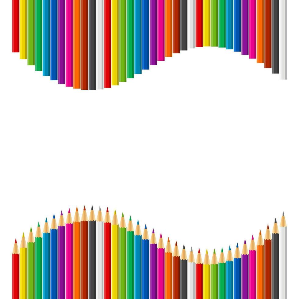 Rainbow vector set of colored pencils