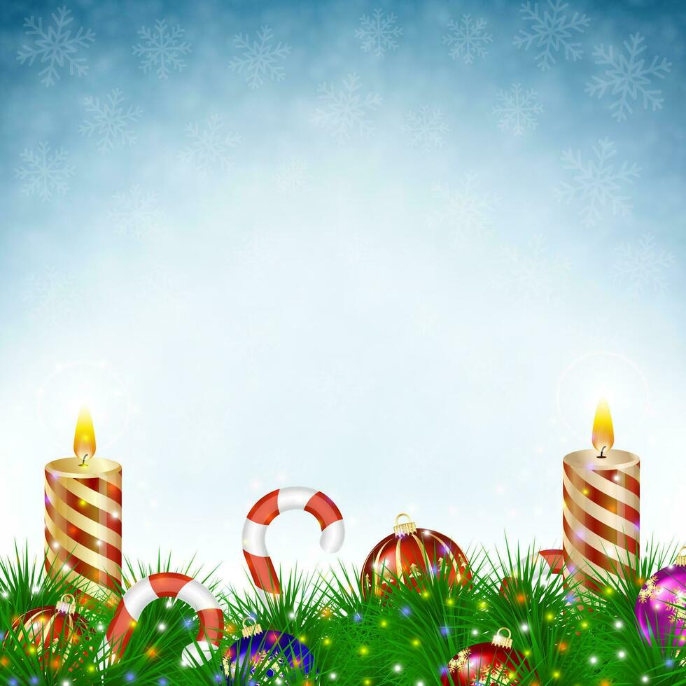 Two burning Christmas candle vector