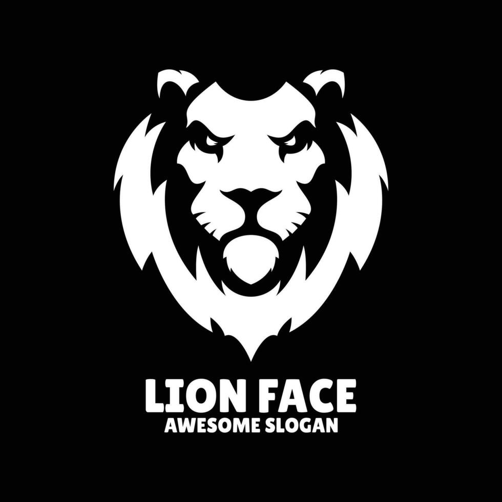 lion face logo design on black background vector