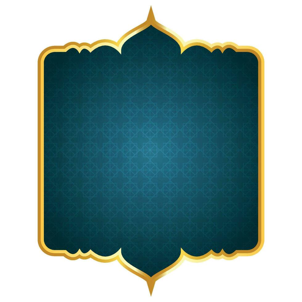 Luxury golden blue islamic royal title frame arabic style text box banner clipart vector