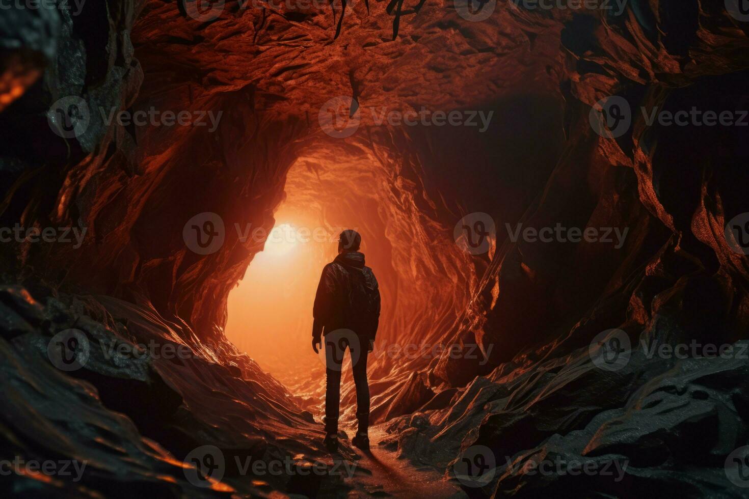 ai generado oscuro caverna haciendo trato. generar ai foto