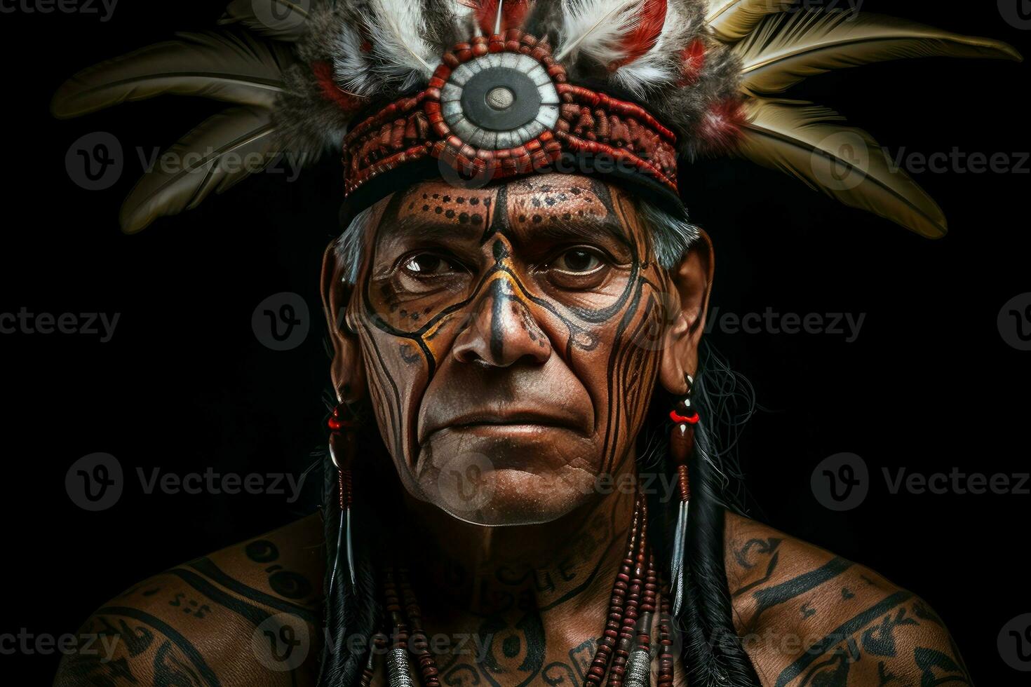 AI generated Wise Indian old man face. Generate Ai photo