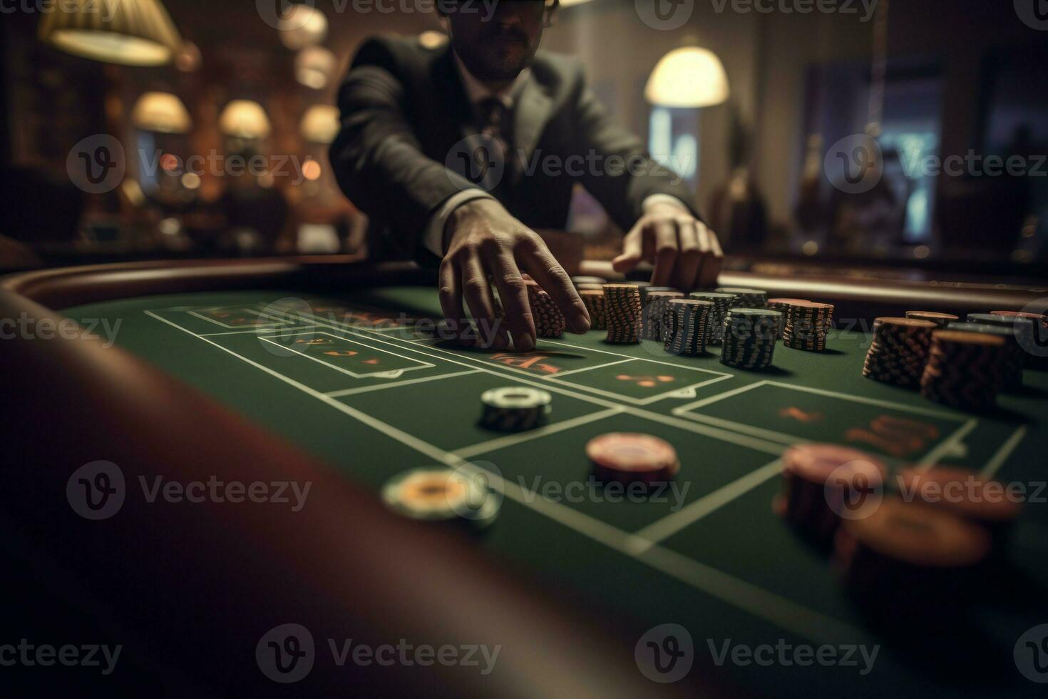 AI generated Betting table in casino club. Generate ai photo