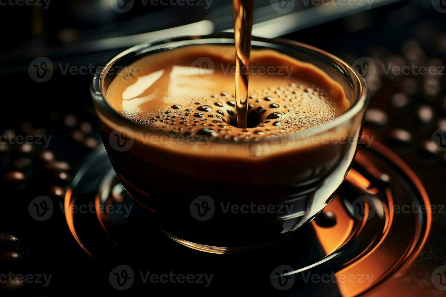 AI generated Aromatic Espresso foam cup shot. Generate Ai photo