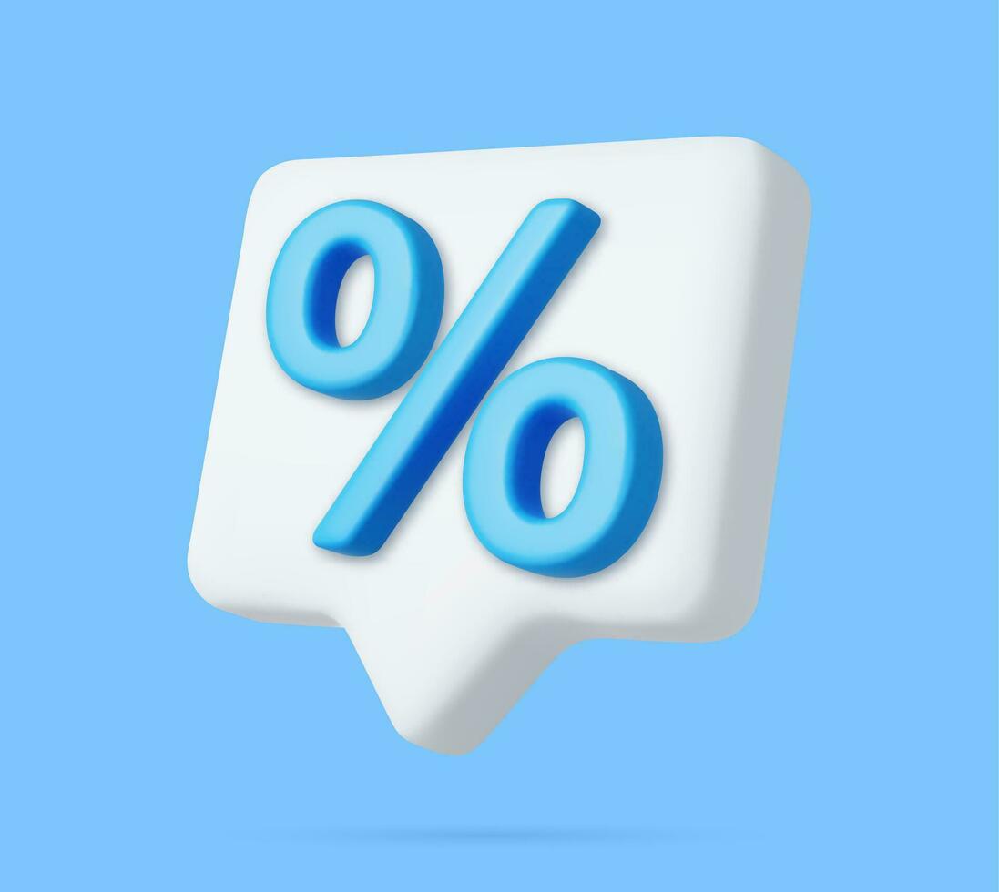3d Symbol percentage icon message bubble vector