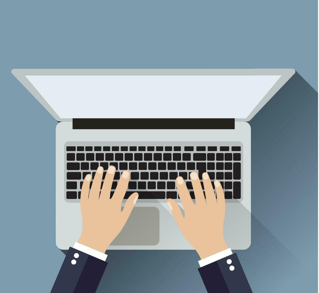 Businessman working a laptop. vector